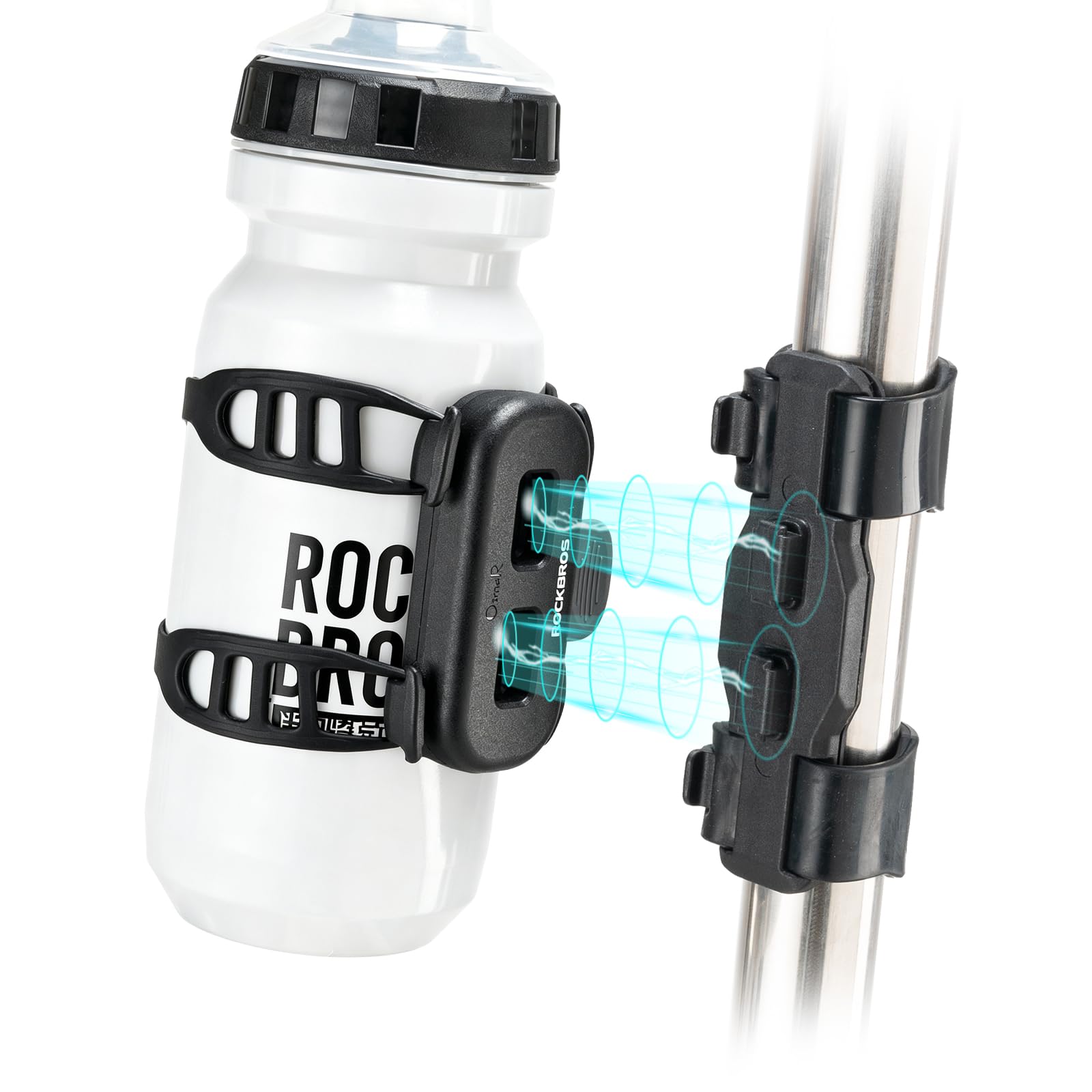 ROCKBROS Trinkflasche Fahrrad mit Magnetischer Halterung, Wasserflasche Fahrrad 600ml Getränkehalter Flexible Installation mit Schrauben oder Gummiband