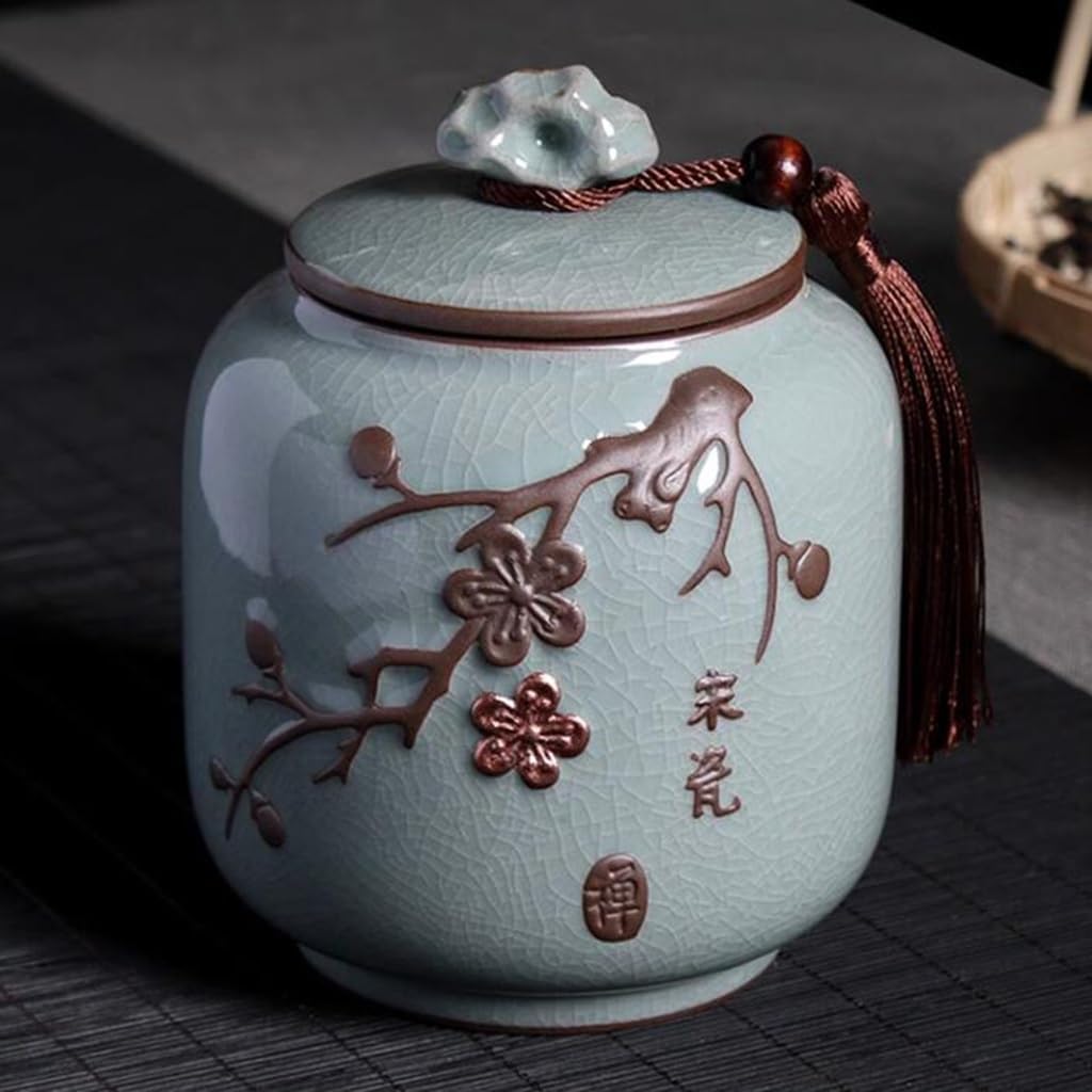 china tea tin， Ceramic Tea Canister For Loose, Household Sealed Storage Jar, 800ML