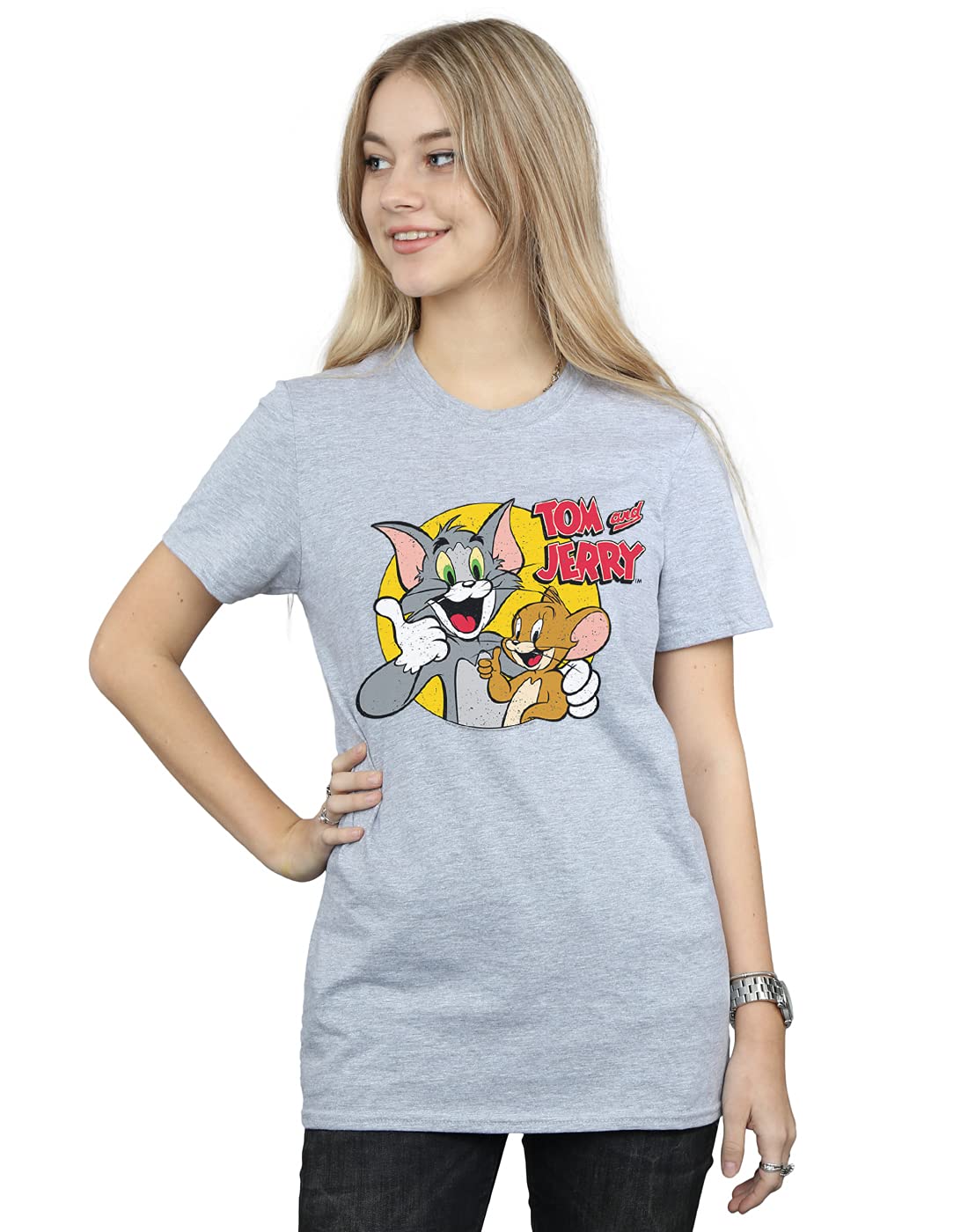 Absolute Cult Tom and Jerry Women's Thumbs Up Boyfriend Fit T-Shirt