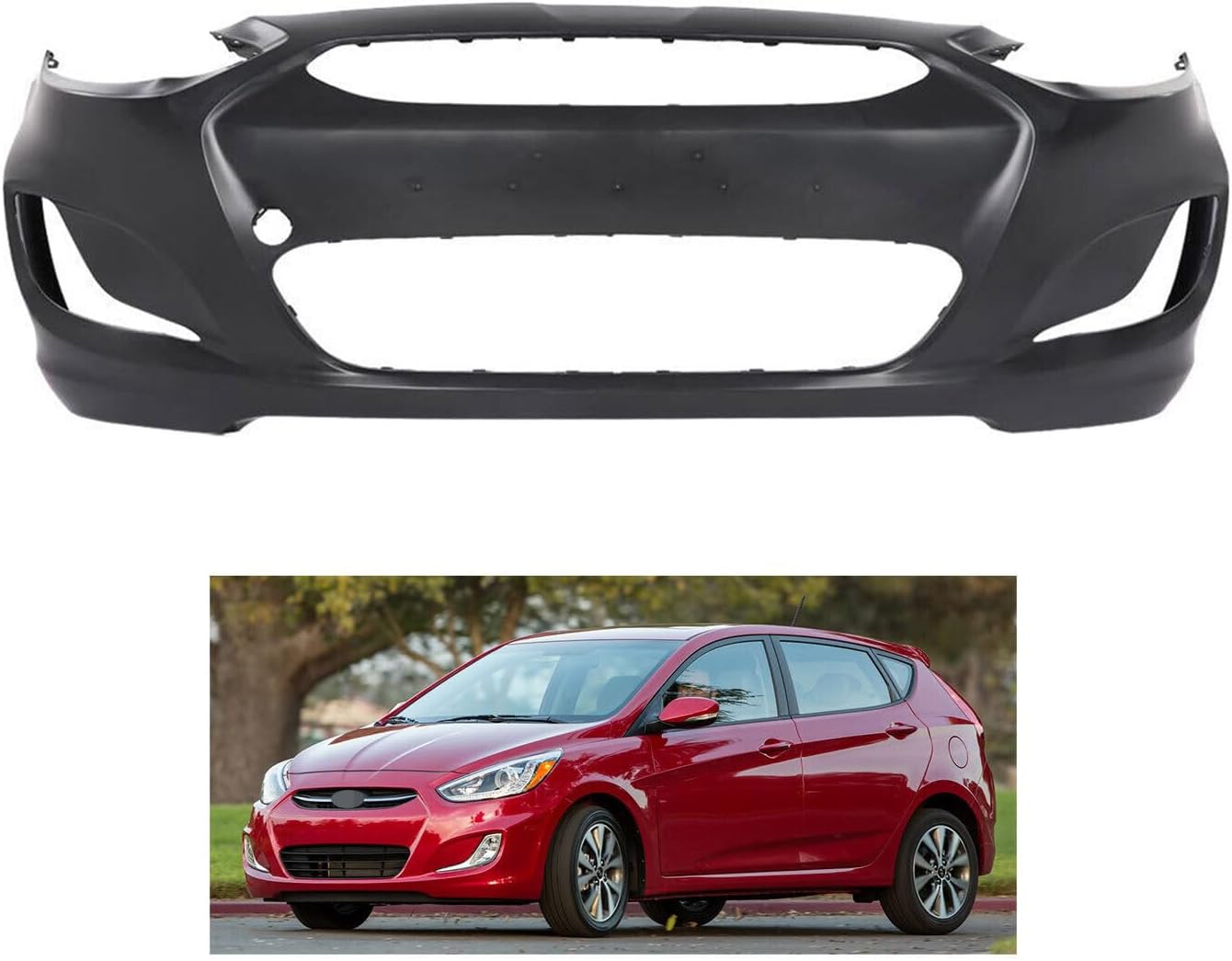 Front Bumper Cover Compatible with 2014-2017 Hyundai Accent Sedan & Hatchback