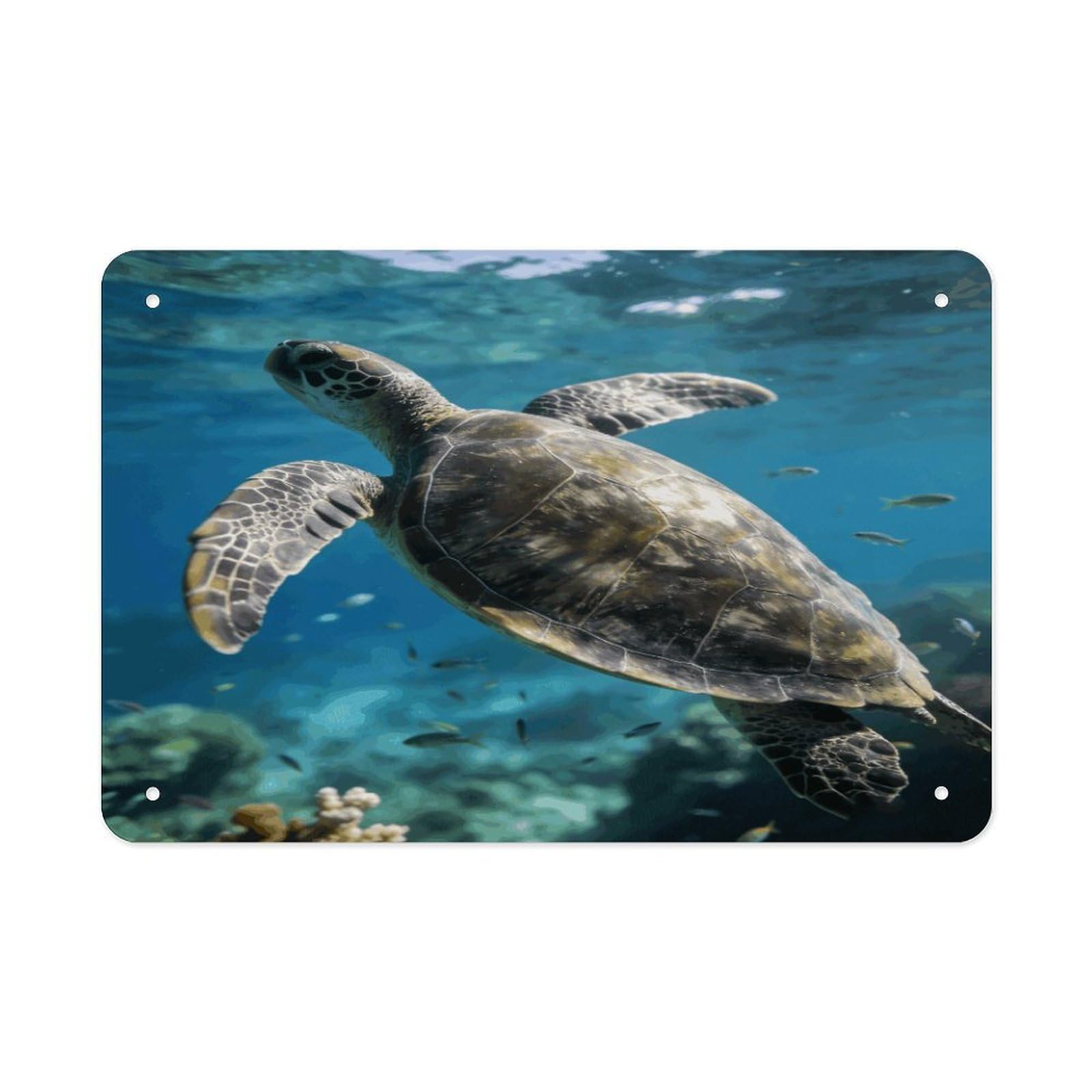 Fodpand Style Marine Turtle Wall Art Metal Tin Signs Bar Metal Tin Sign Wall Decor For Home Living Room Bedroom Toilet Hotel Halloween Decor Gifts 7.9X 11.8 Inch
