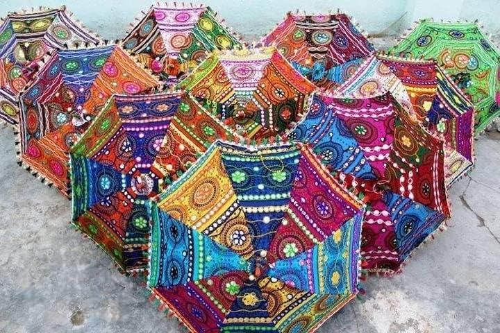 Conwo Indian Wedding Decoration Umbrellas Multicolor Pack of 5, Haldi Sangeet Decoration, Hanging Ornament, Colourful Rajasthani Umbrella