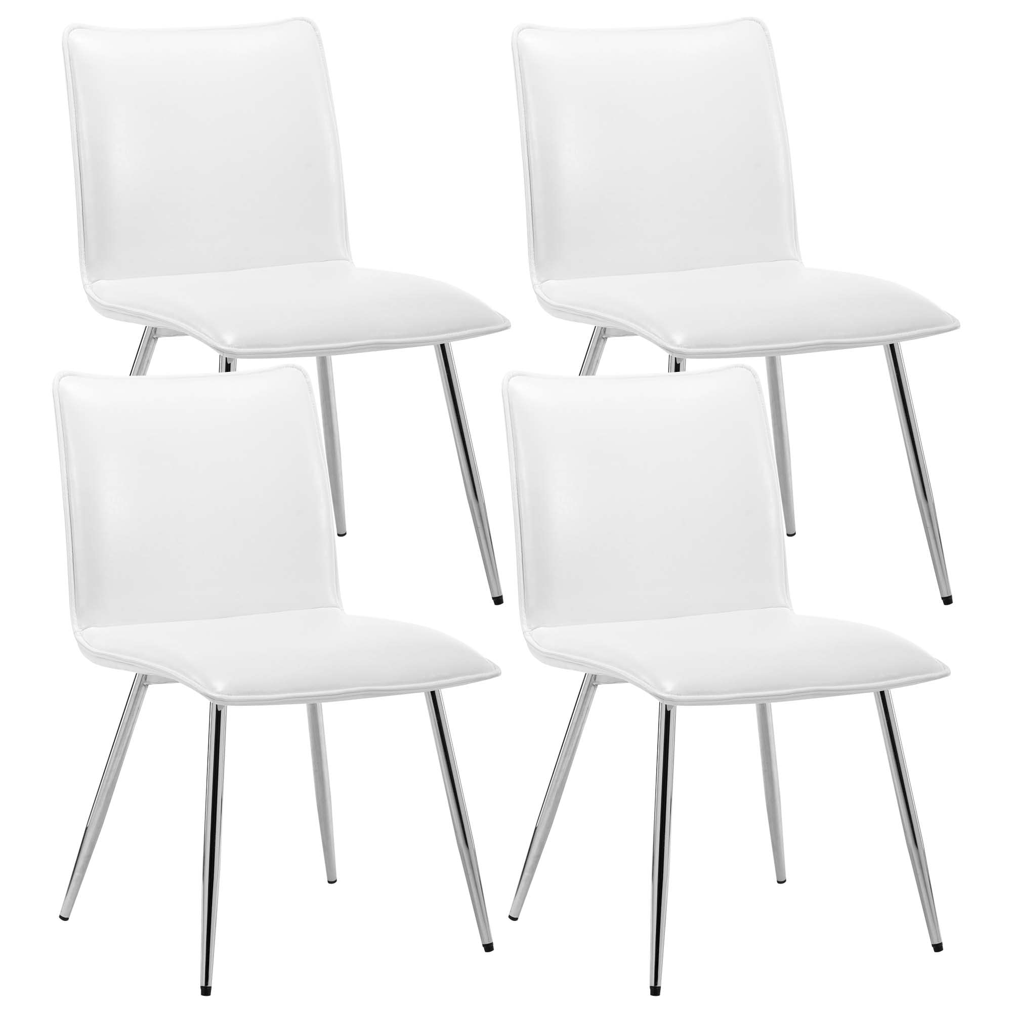 Duhome Leather Dining Chairs Set of 4,Modern PU Leather Kitchen Dining Room Chairs,Upholstered Dining Accent Side Chairs in Faux Leather Cushion Seat and Sturdy Metal Legs,White