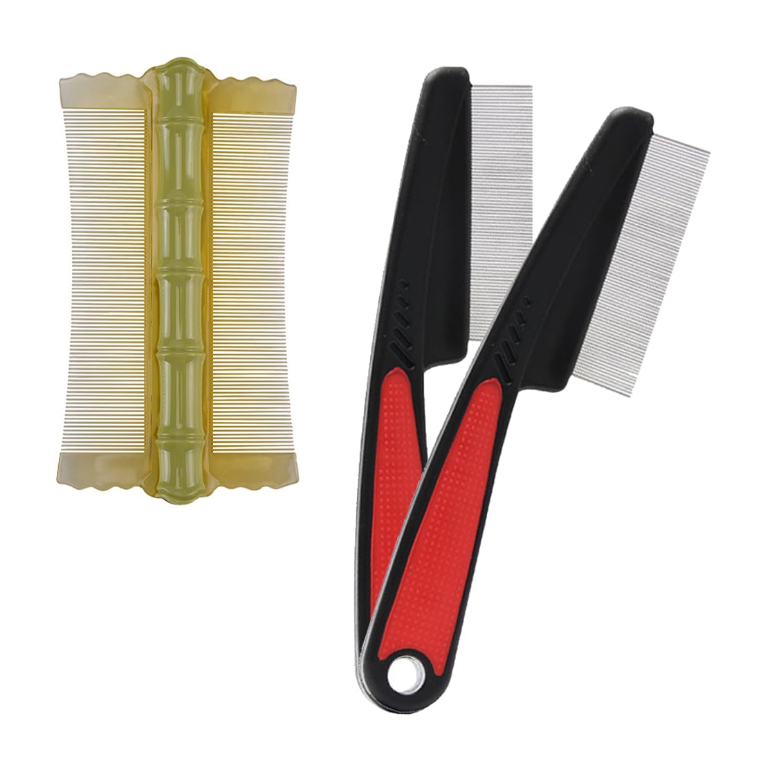 EIHI Lot de 3 Peignes anti Puces pour Chiens et Chats,Peigne Anti Puces pour Chat,Peigne anti Puces Chien,Peigne à Poussière,Peigne à puces,Dents Grossières et Fines