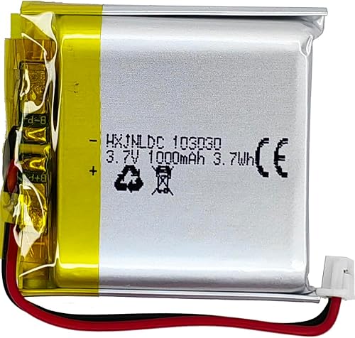 HXJNLDC DC 3.7V 1000mAh 103030 Batería recargable de polímero de litio, adecuada para productos electrónicos de bricolaje 3.7-5V con reemplazo de