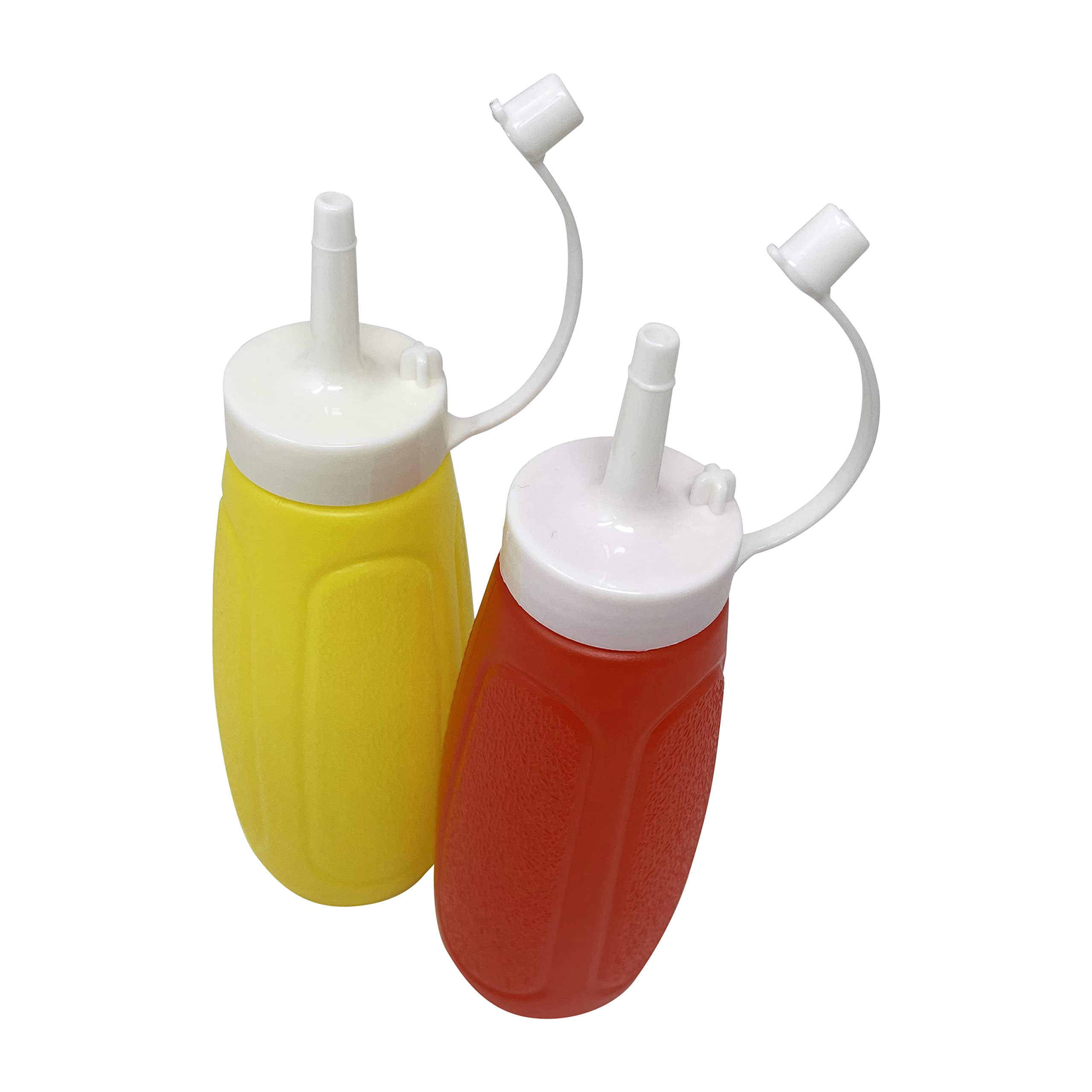 Poitemsic 2 Pezzi Bottiglia Spremi Salsa 300ml – Chiara Con 4 Fori Per Insalata, Ketchup, Condimenti – Perfetta Per Scuola, Lavoro E Picnic (Rosso + Giallo)