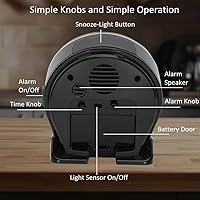 Vista 5 de FAMICOZY Reloj despertador con retroiluminación automática, silencioso sin tictac para personas mayores con problemas de visión, fácil