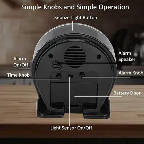 Miniatura 5 de FAMICOZY Reloj despertador con retroiluminación automática, silencioso sin tictac para personas mayores con problemas de visión, fácil