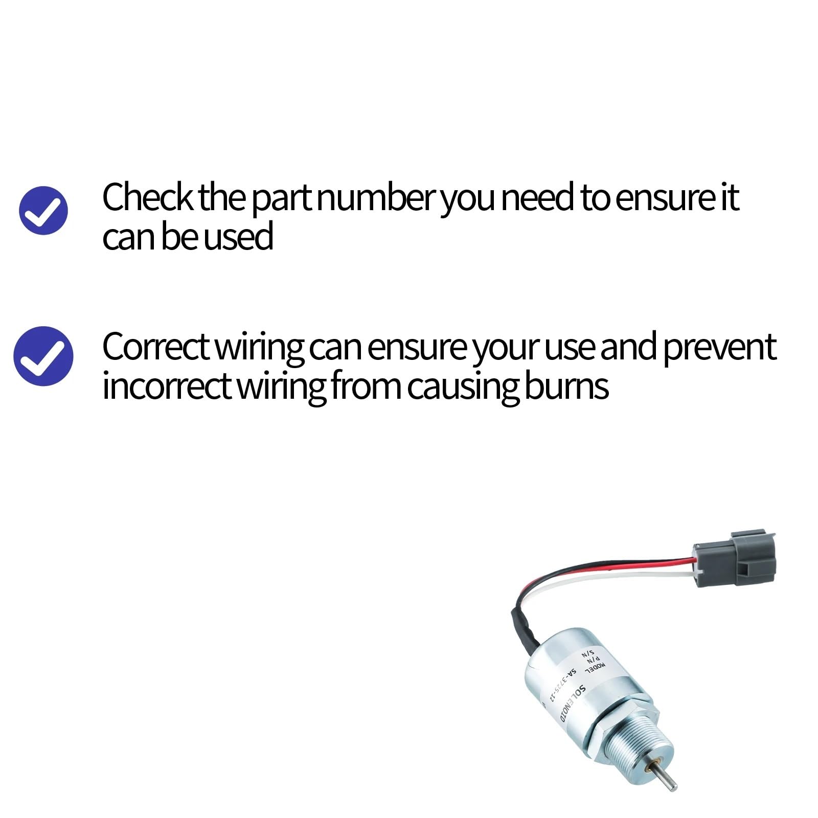 Solenoide de corte de combustible Solenoide de corte de combustible SA-3725-12 30A87-20402 Compatible con Mitsubishi y Volvo. Compatible con tractores Mahindra Max 28.