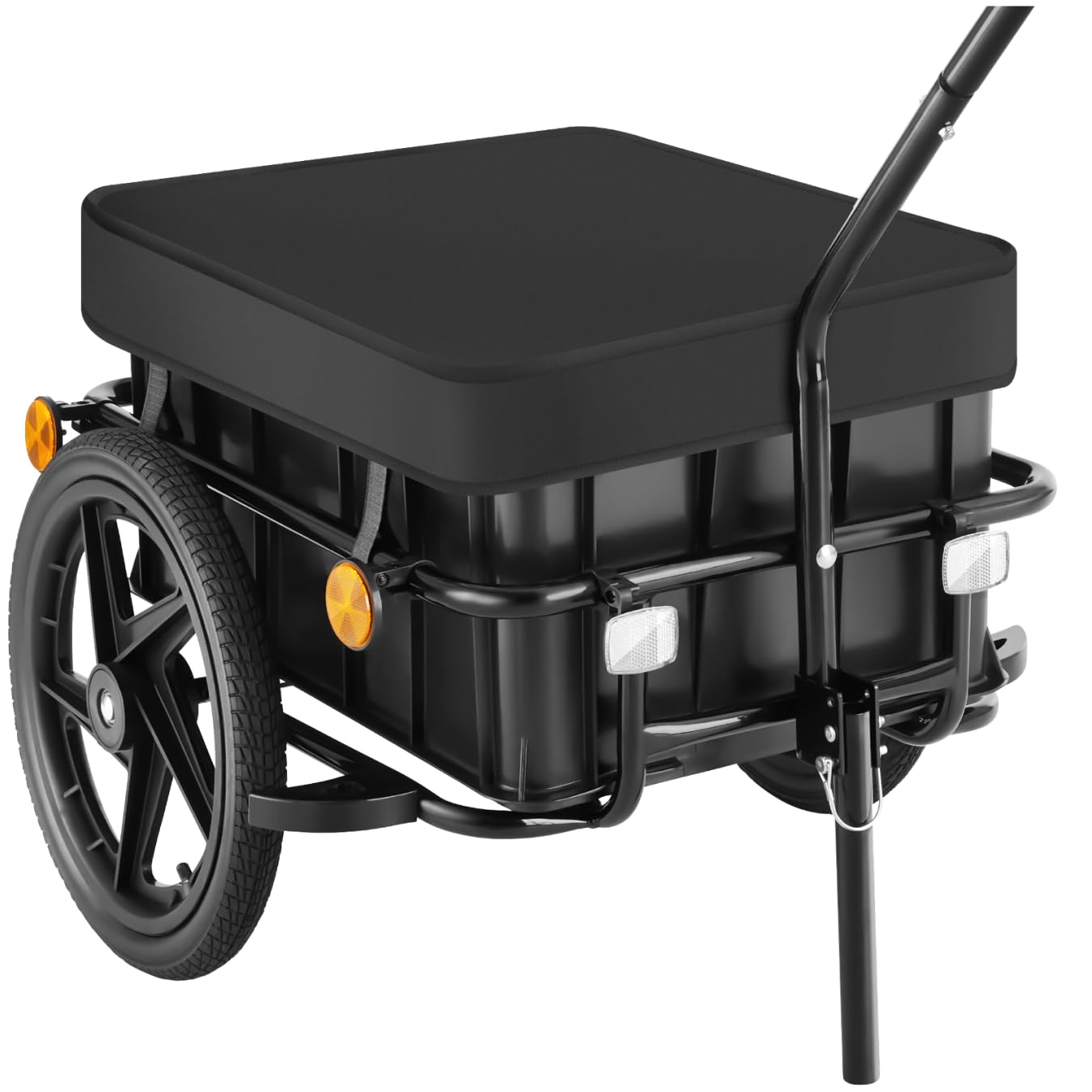 2-in-1 Bike Trailer & Trolley Cart with Removable, 70-Litre Storage Box, Water-Repellent Cover & Robust Pneumatic Tyres, Multi-Functional Trolley on Wheels, Incl. 8 Reflectors & Warning Flag