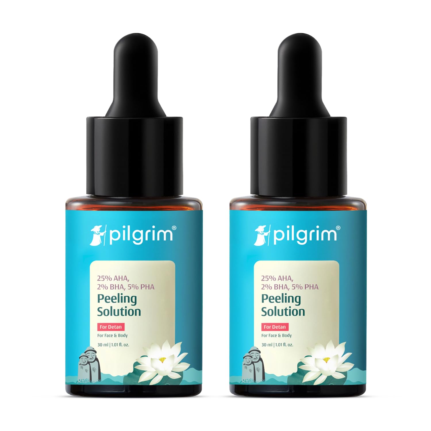 Pilgrim 25% AHA + 2% BHA + 5% PHA Peeling Solution For Tan Removal - 30ml |10-Minute Facial At Home | Advanced Exfoliating Peel for Brighter & Smoother Skin, Pore Cleansing | For All Skin Type - Pack of 2-image-41