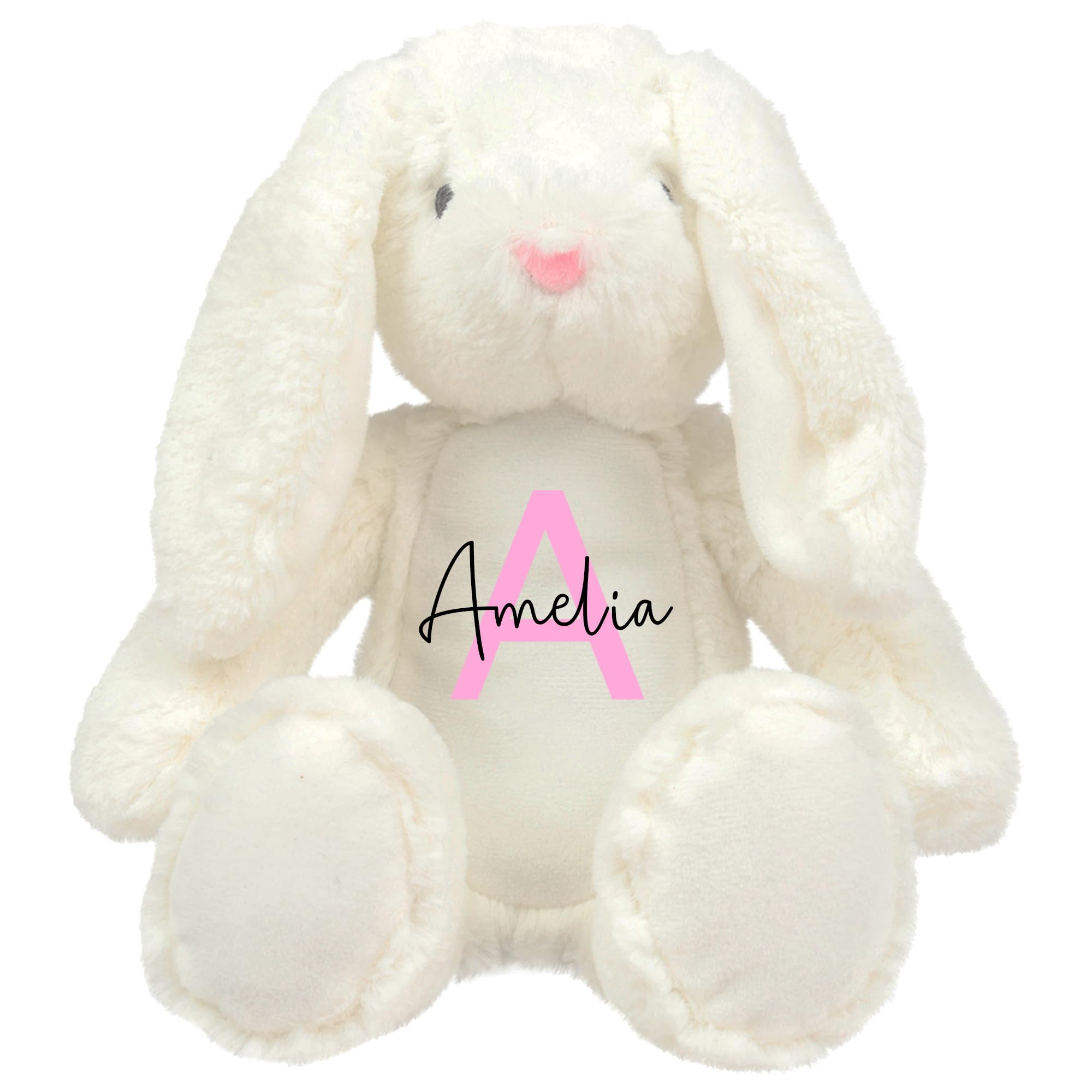 Personalised Bunny Rabbit Soft Toy - Custom Name And Initial - Baby Gift