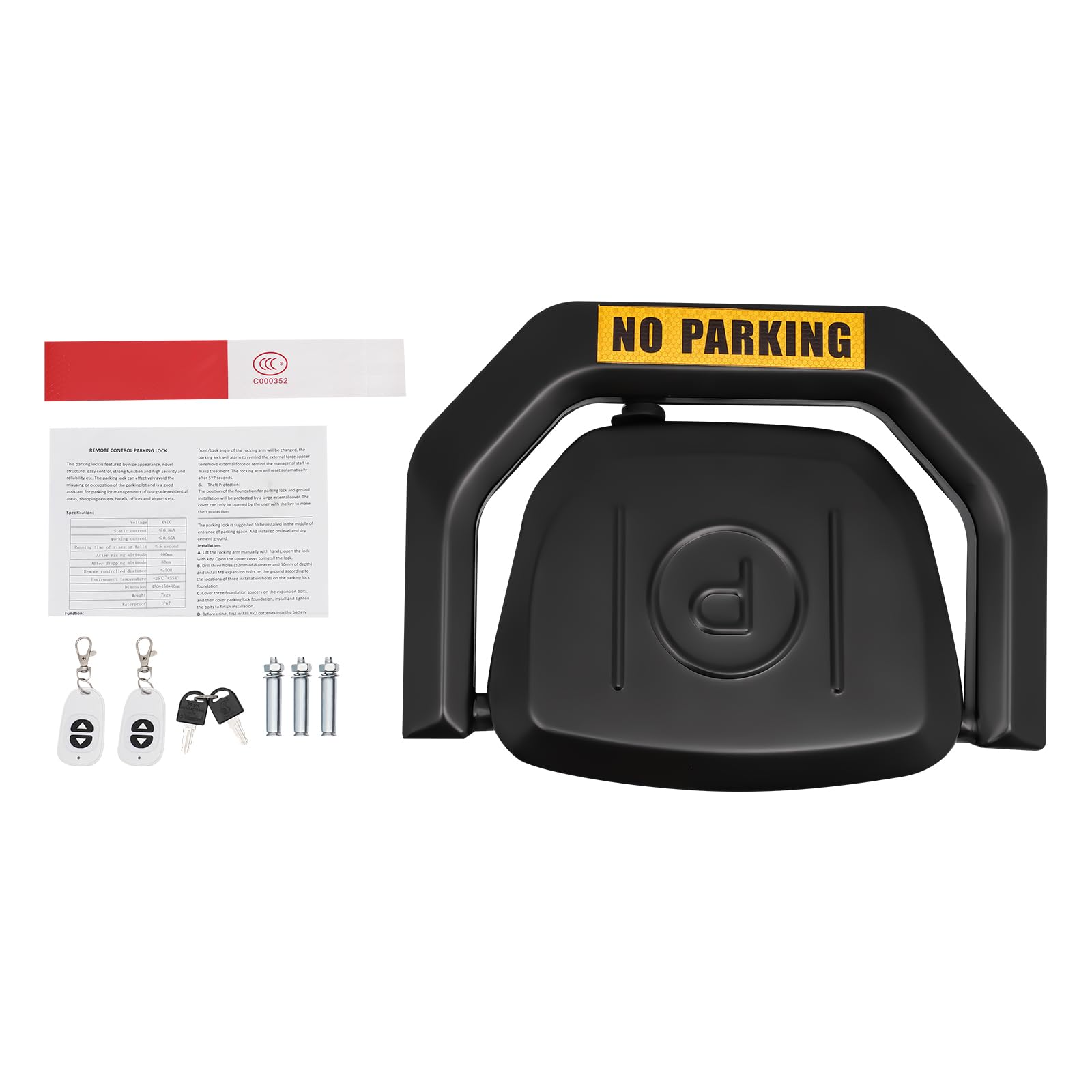 Elektronische Faltparkstangen mit Fernbedienung Automatischer Parkblocker w/3 Erweiterungsschrauben & 2 Schlüssel- 6T Tragfähigkeit