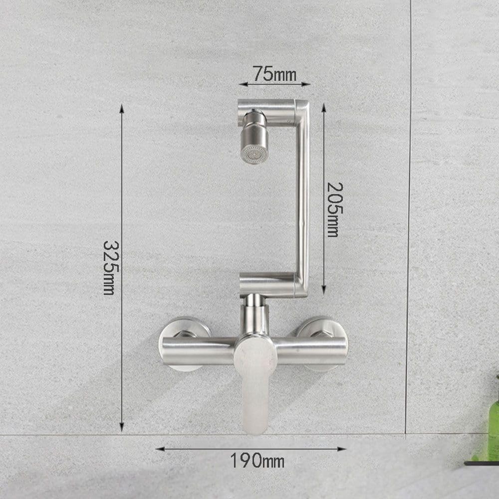 HomeLava Faltbar Wasserhahn Küche Wandarmatur mit 2 Wasserstrahlarten, Spültischarmatur 360° Schwenkbar, Einfache Montage Küchenarmatur Wandmontage aus 304 Edelstahl, Matt