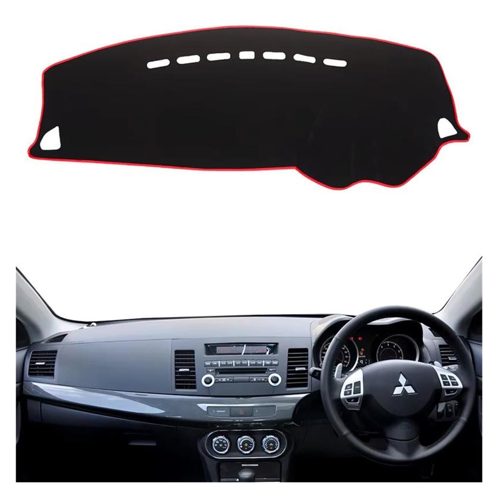 Center Konsole Für Mitsubishi Für Lancer EX Für Ralliart Für EVO X Für Galant Fortis 2008-2017 Dashmat Armaturenbrett Abdeckung Matte Teppich Armaturenbrett Matte Interior | Black(Red Edge)RHD
