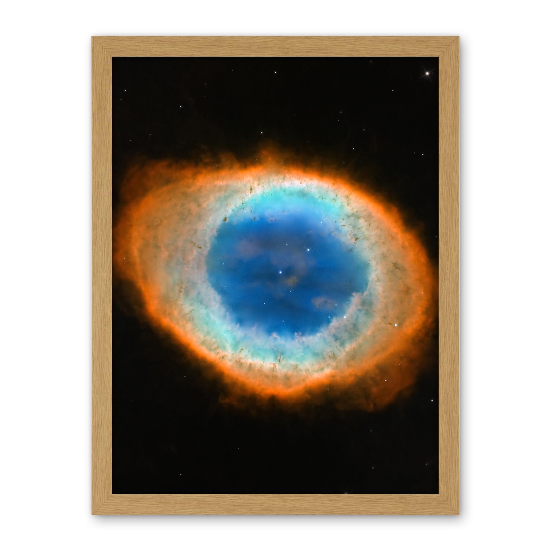Artery8 Hubble Space Telescope Image Planetary Nebula Ring Blue Red Dying Star Formation Celestial Doughnut Of Gas And Matter Artwork Framed Wall Art Print 18X24 Inch