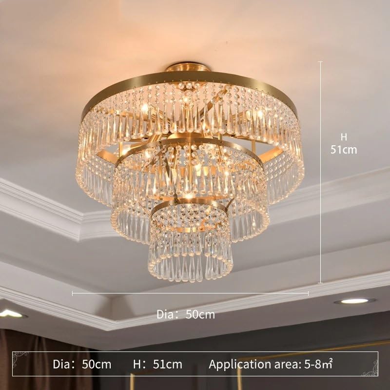 Modern Crystal Chandelier Gold Copper Living Room Restaurant Lamp Villa Atmosphere Multi-Story Duplex Building Crystal Lamp