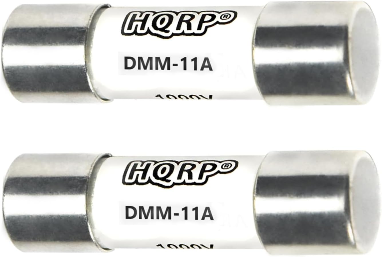 HQRP 2-Pack DMM-11a Fast-Acting Digital Multimeter Fuse 11Amp 1000V Replacement for Bussmann DMM-11, DMM-11a, DMM-B-11, DMM-B-11a, DMM-11AR, LITTELFUSE Flu 11a, Compatible with Fluke, Brymen, Klein