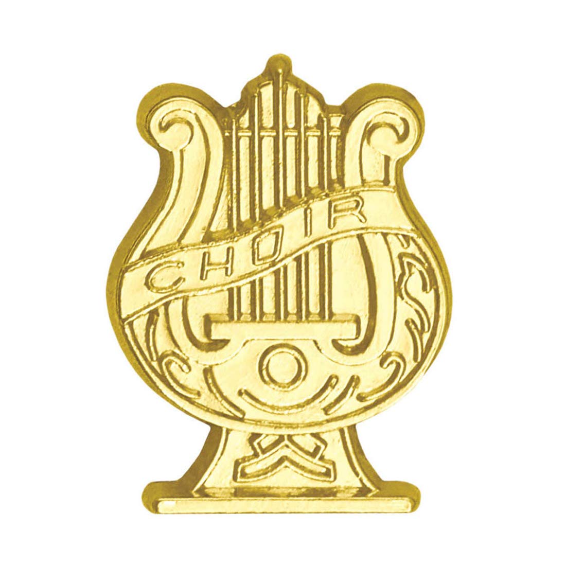 Express Medals Die-Stamped Solid Medal Gold Finished Choir Chenille Lapel Pin with Clutch Back - (Pack of 25)