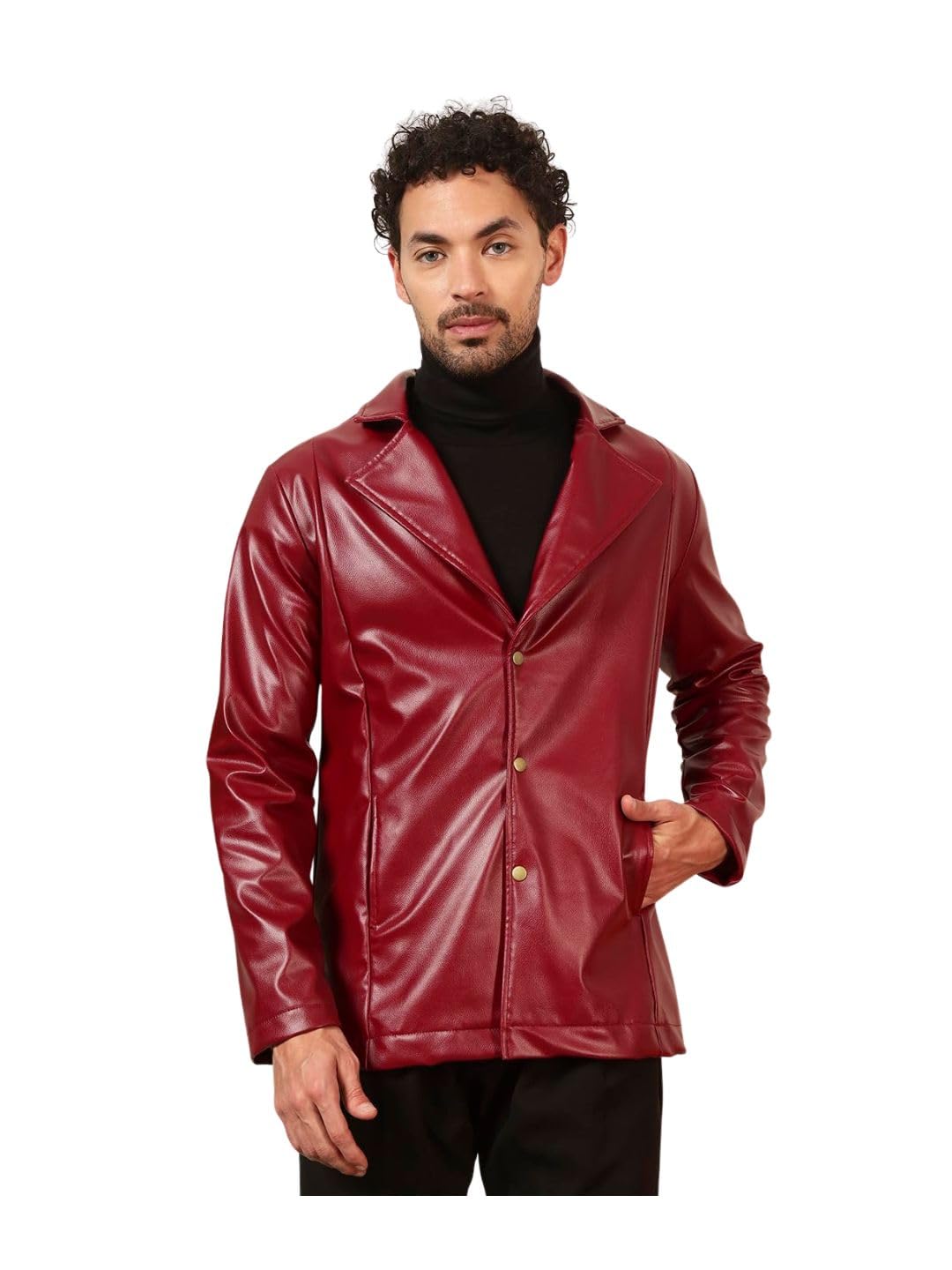 men solid maroon coat - single breasted full sleeve regular fashion for office, casual, festive & party (12215)