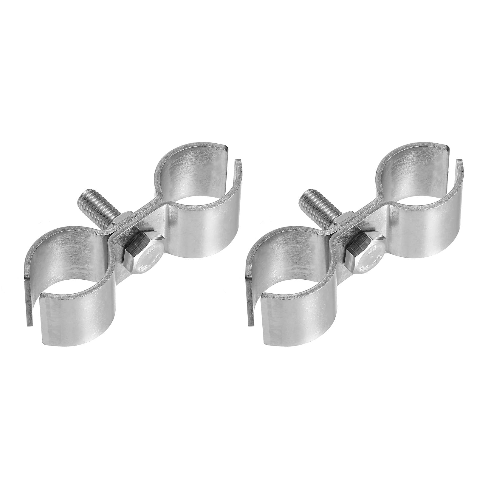 sourcing map 2pcs Chain Link Fence Panel Clamps, Dog Kennel Clamps for 1"(25mm) Round Pipe Frame, 304 Stainless Steel Fence Connector Temporary Dog Cage Hardware Parts with Bolts and Nuts โ image 1