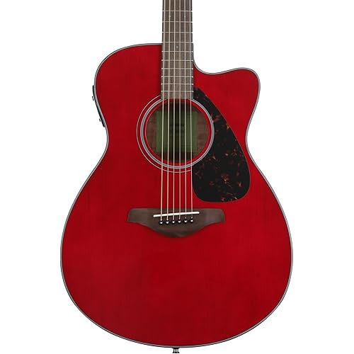 Yamaha FSX800C Small Body Solid Top Cutaway Acoustic-Electric Guitar, Ruby Red