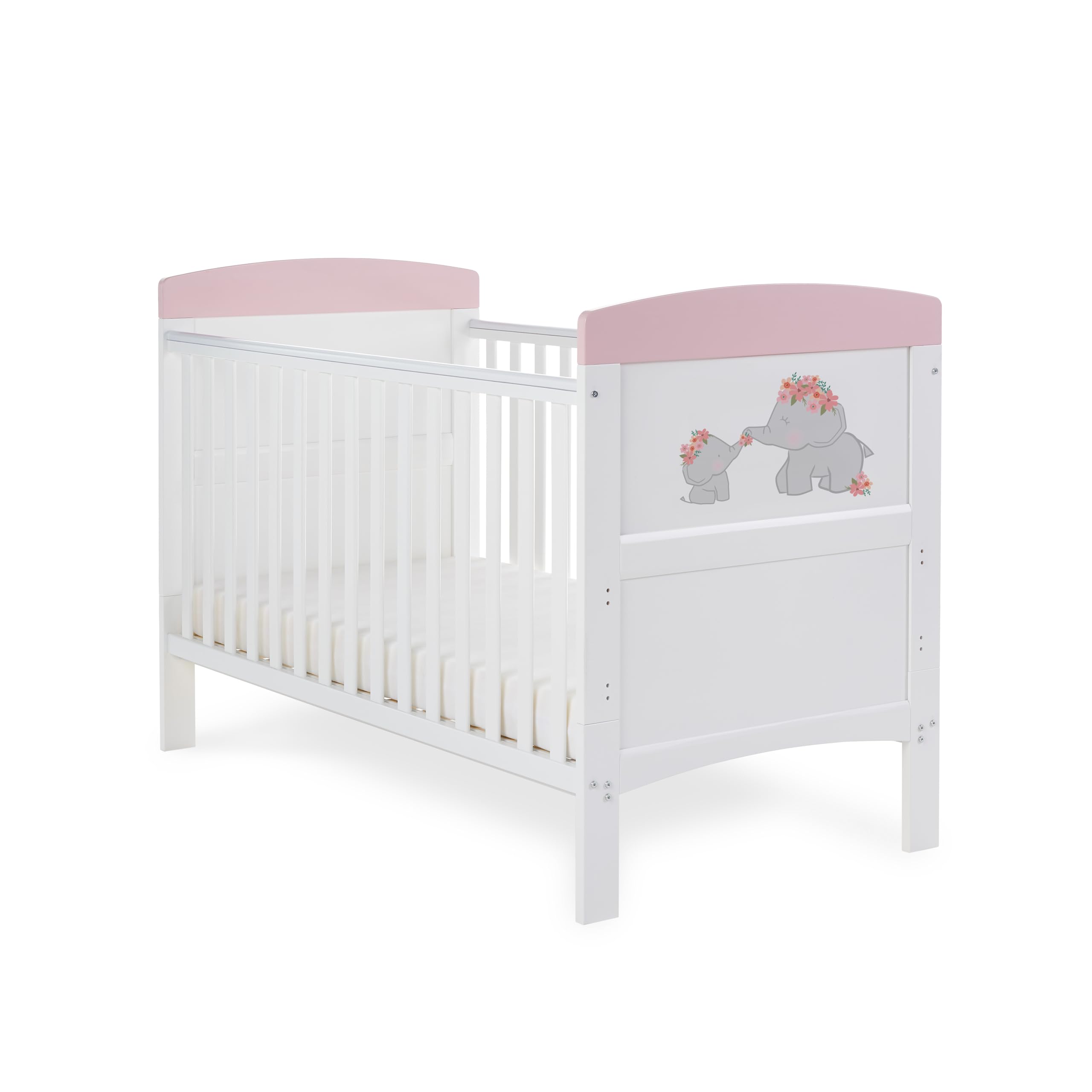 Obaby Grace Inspire Cot Bed Me & Mini Me Elephants - Pink