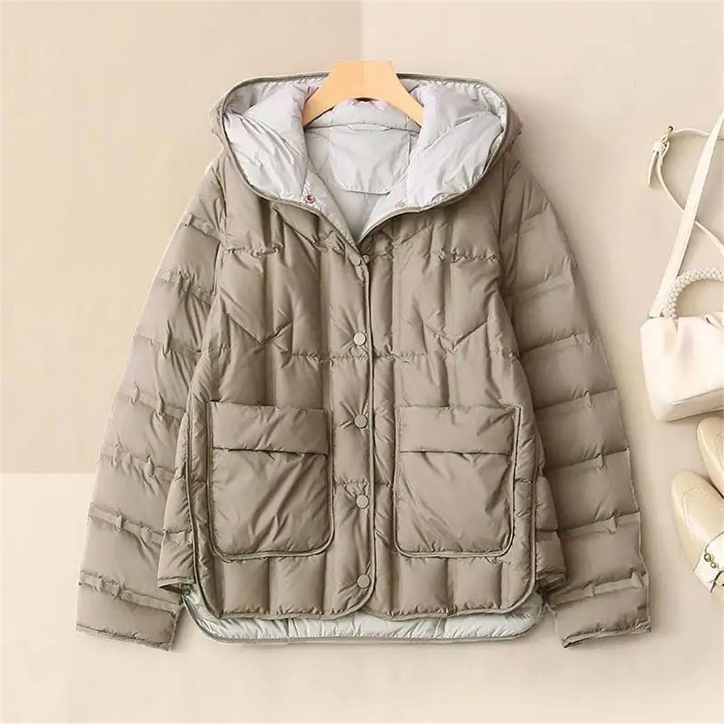 Women Down Jackets Female Single-Breasted Puffer Jackets Casual Hooded Parkas