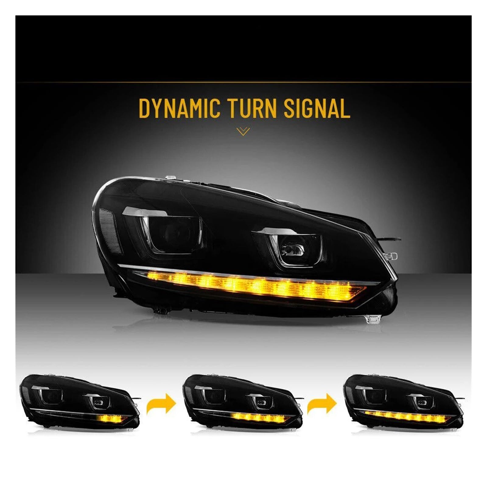 Archaic LED Frontscheinwerfer für VW für Golf 6 2010 2011-2014 Tuning Tagfahrlicht Bi Xenon Projektor Paar Scheinwerfer für Auto (RHD with Demon Eye 1 Paar)