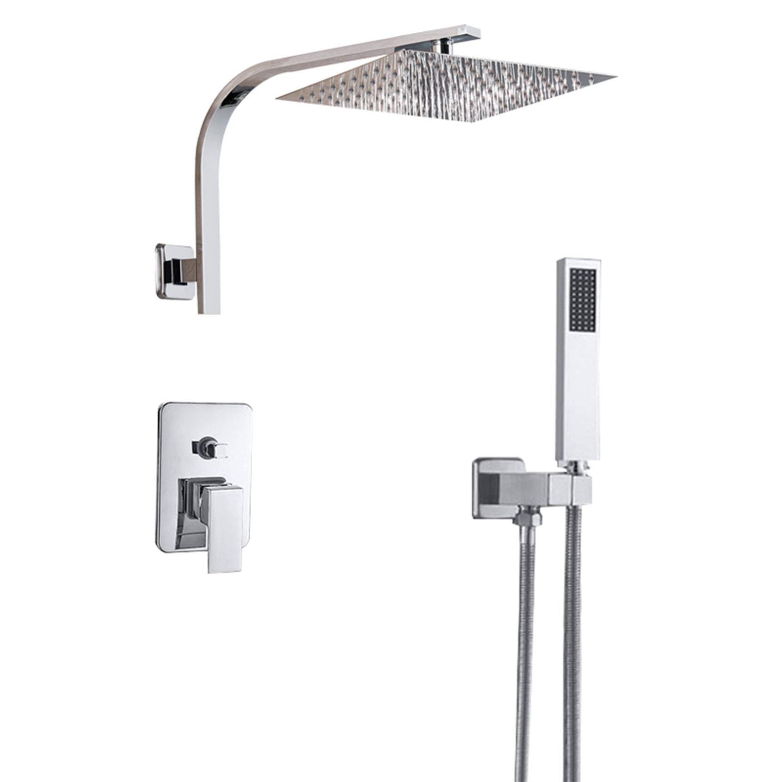 WXPGFEQ Shower Faucet Set rome, Rainfall Shower Head with Handshower, Brass Mixer Taps for Bathroom, Wall Mounted Shower 2 Ways,12in