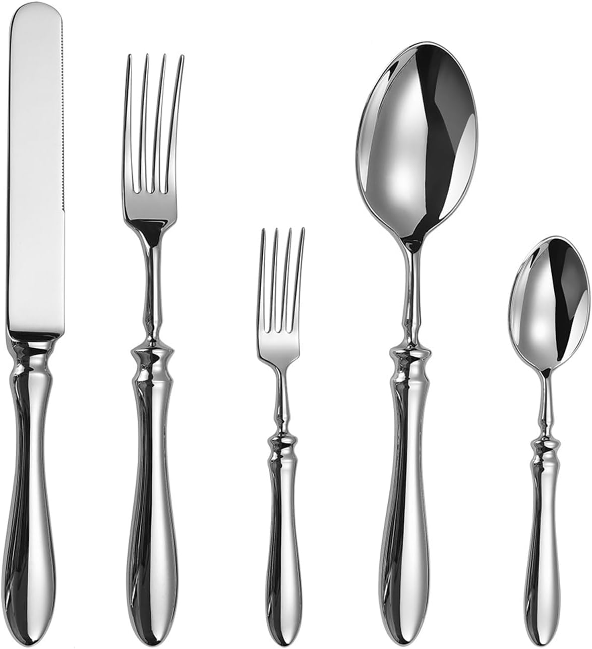 Hochwertiges 18/10 Edelstahl-besteckset Für 4 Personen | Besteckset Mit Messern, Gabeln Und Löffeln | Langlebig, Poliert, Spülmaschinenfest Für Zuhause, Küche Und Hochzeiten Silver 20pcs for 4