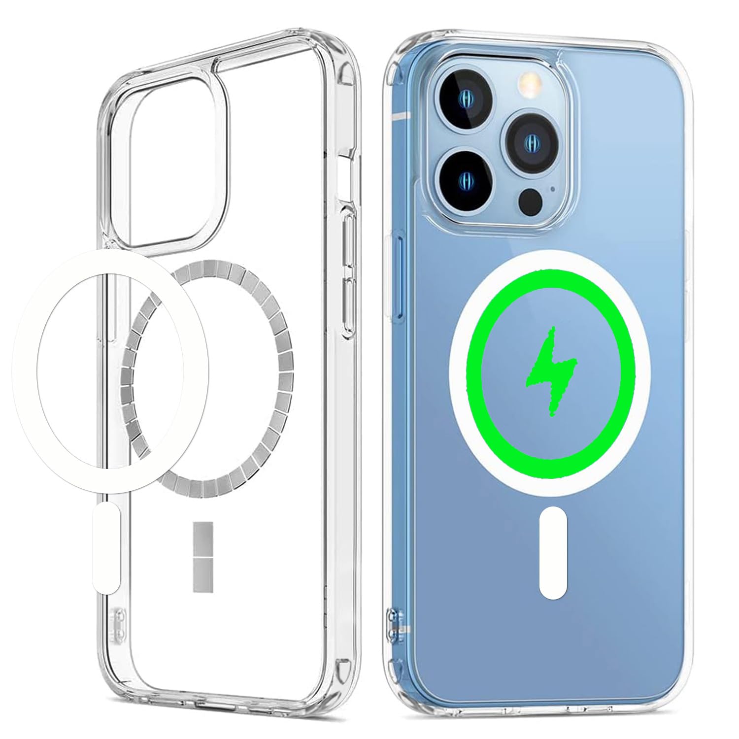 Transparente magnetische Schutzhülle für iPhone 16 Pro, magnetisch, kompatibel mit MagSafe kabellosem Ladegerät, schmale Passform, transparent, harter PC, weiche TPU-Rückseite,