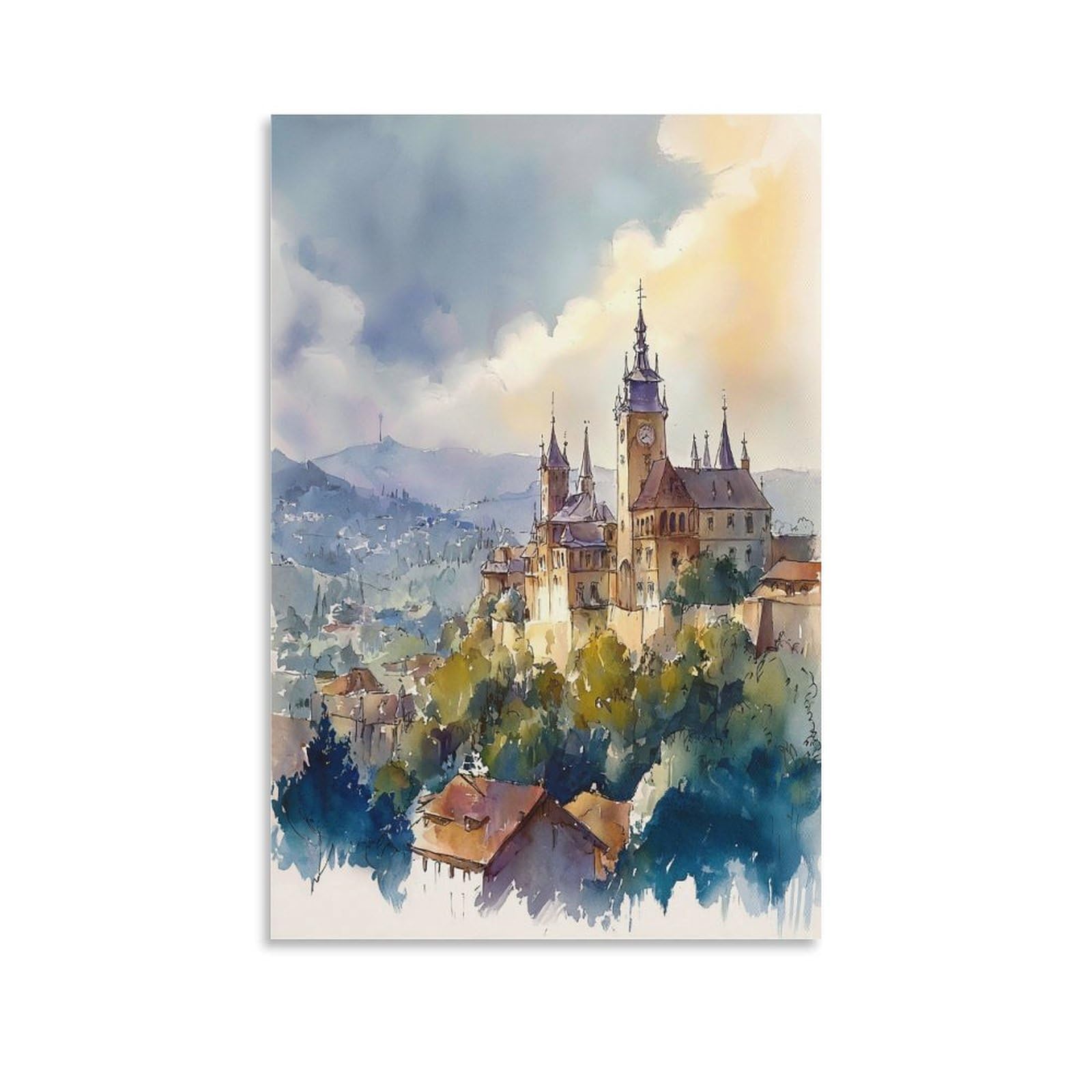 XWYMXZ Nebraska Watercolor Retro 20x30inch(50x75cm) Vintage Travel Poster Watercolor Canvas Art