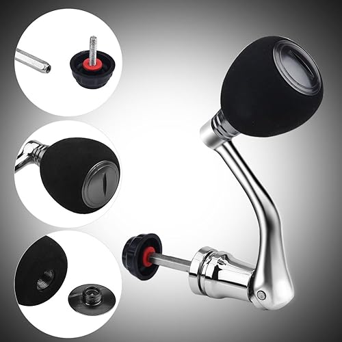 Carrete de repuesto de metal Power Handle Grip Metal Rocker Arm Grip Fishing Spinning Reel Handle Grip (4000 & 5000 & 6000 Silverlarge) Shakespeare