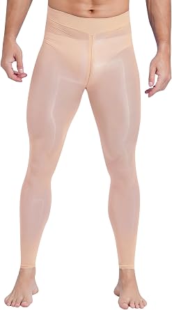 Alvivi Men Elastic Shiny Pantyhose Glossy Stockings Sheer Tights Gay Zipper Crotch Underwear