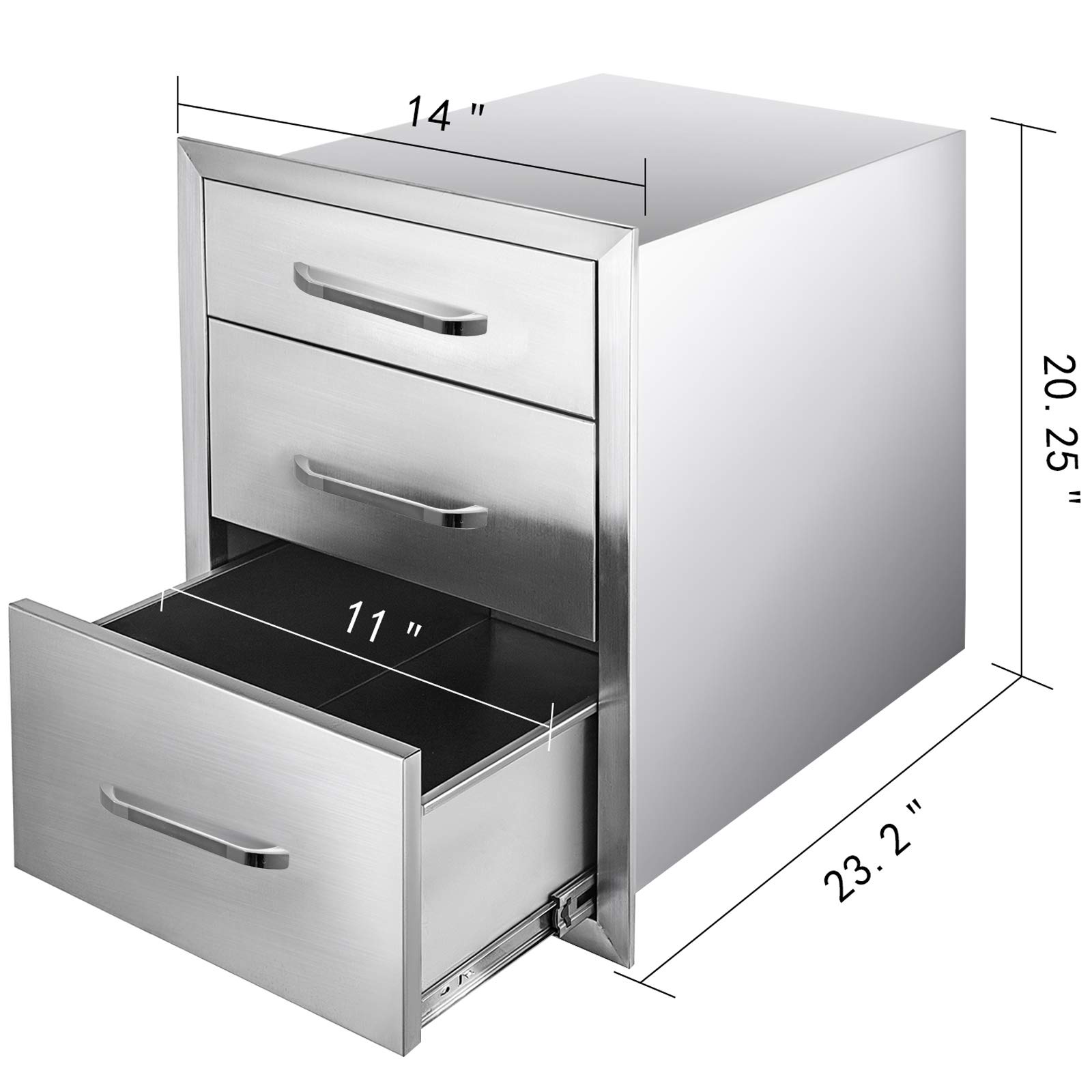 Mophorn 14x20.3 Inch Outdoor Kitchen Drawers Stainless Steel, Flush