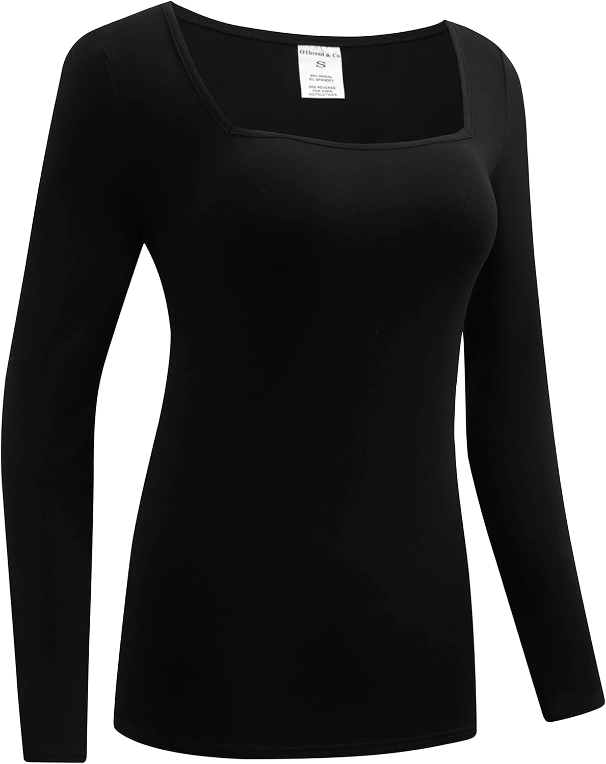 OThread & Co. Women's Long Sleeve T-Shirt Comfy Square Neck Shirts Basic Stretch Layer - Image 3