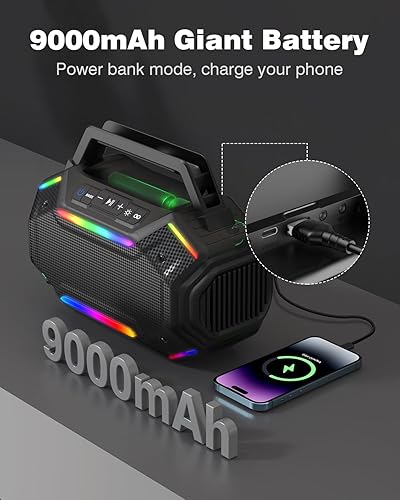 Miniatura 4 de Altavoz Bluetooth 6.0 para el lugar de trabajo con RGB, tiempo de trabajo de 30 horas, batería grande de 9000 mAh, sonido más grande de 30 W de