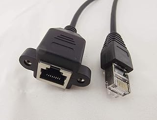 Connector and Terminal Â 1ft RJ45 Cat5e M/F Shielded Ethernet Network Screw Panel Mount Extension Cable