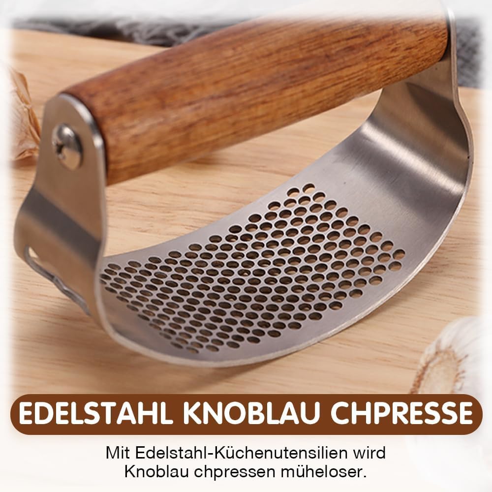 2025 Neue Knoblauchpresse Wippe, Edelstahl, manuelle Knoblauchpresse und Zerkleinerer, Ingwer-Knoblauchschneider, Küchenhelfer für einfache Verwendung und Reinigung (2 Stück)