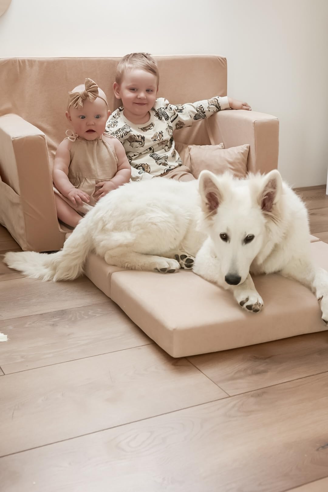 Flumi Personalizzato Divanetto Bambini con Funzione Sleep - 3 in 1 | Divani Piccoli | Divano Bambini | Colore: (Beige)