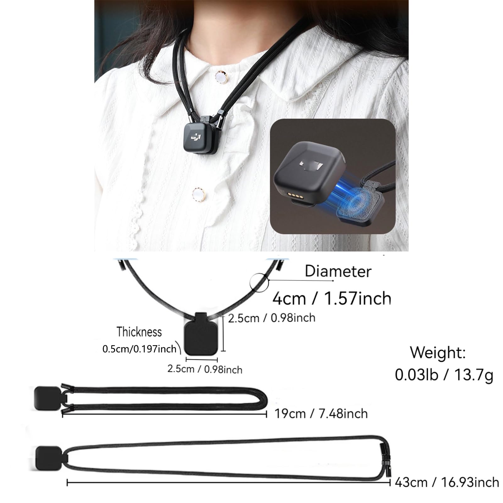 Dla DJI Mic Mini Magnet Clip Magnet akcesoria do mocowania mikrofonu 3 regulowany magnetyczny sznurek na szyję ukryty magnetyczny uchwyt na ubrania