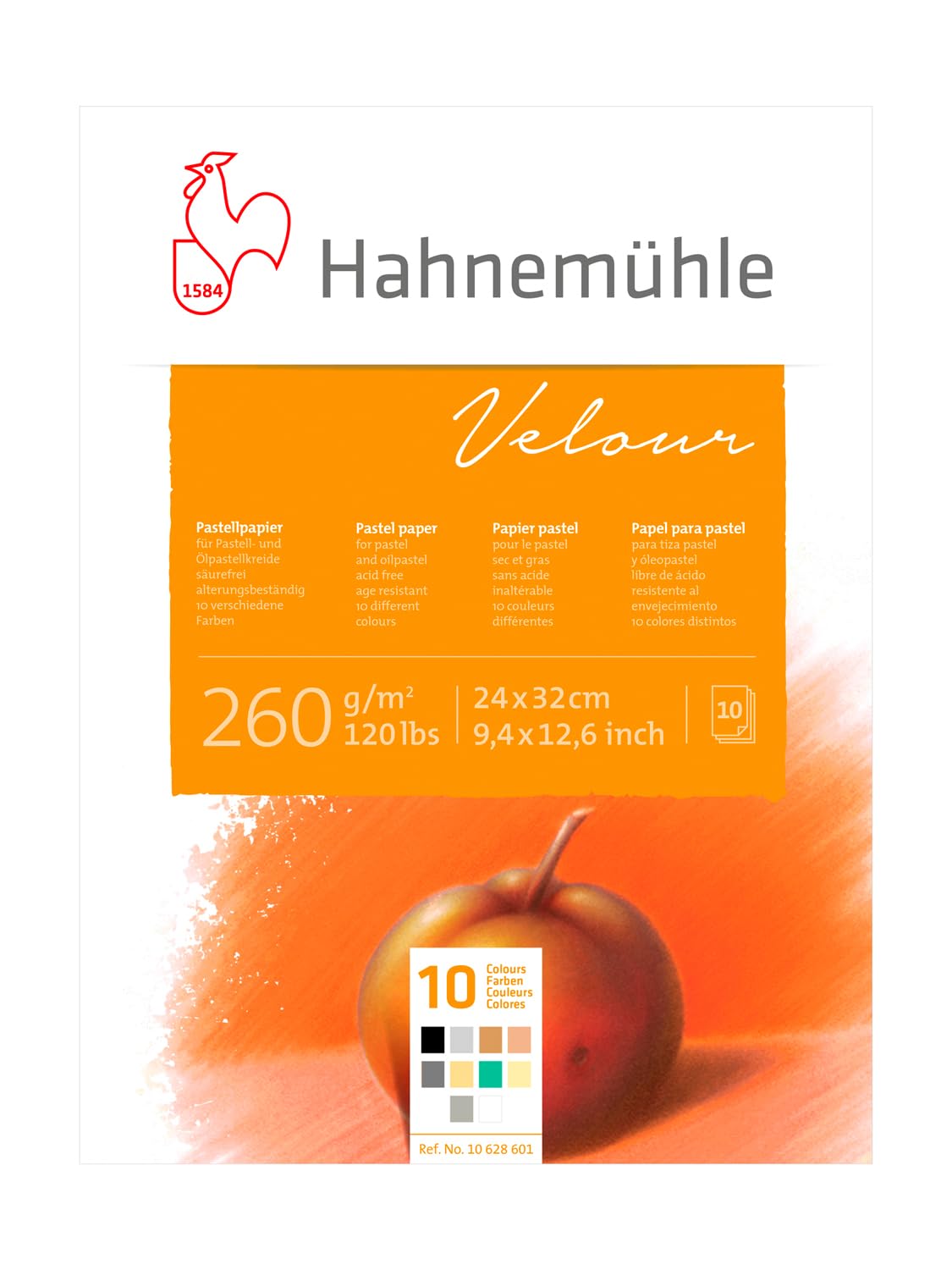 Hahnemühle 10 628 611 Hahnemühle Pastel Block Velour White 24 x 32 cm