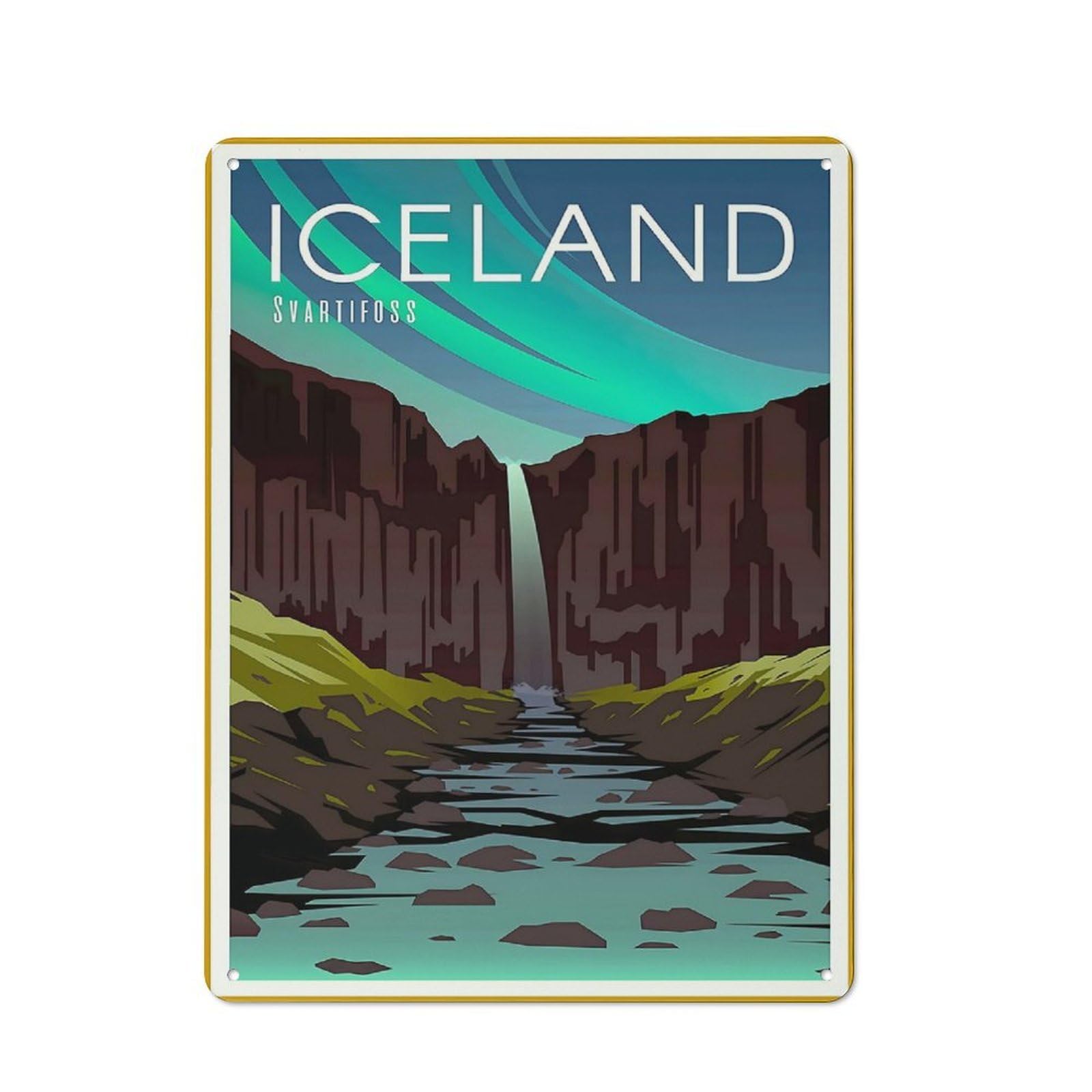 Junmoney Travel To Iceland Rustic Tin Wall Plaque 40X30cm For Bar Or Restaurant, For Vintage Wall Decor Fans, For Garage And Workshop Walls