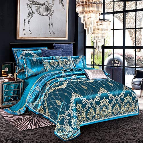Housse de couette satin de coton 220x240 cm avec taies d'oreiller imprimées dentelle ajourée