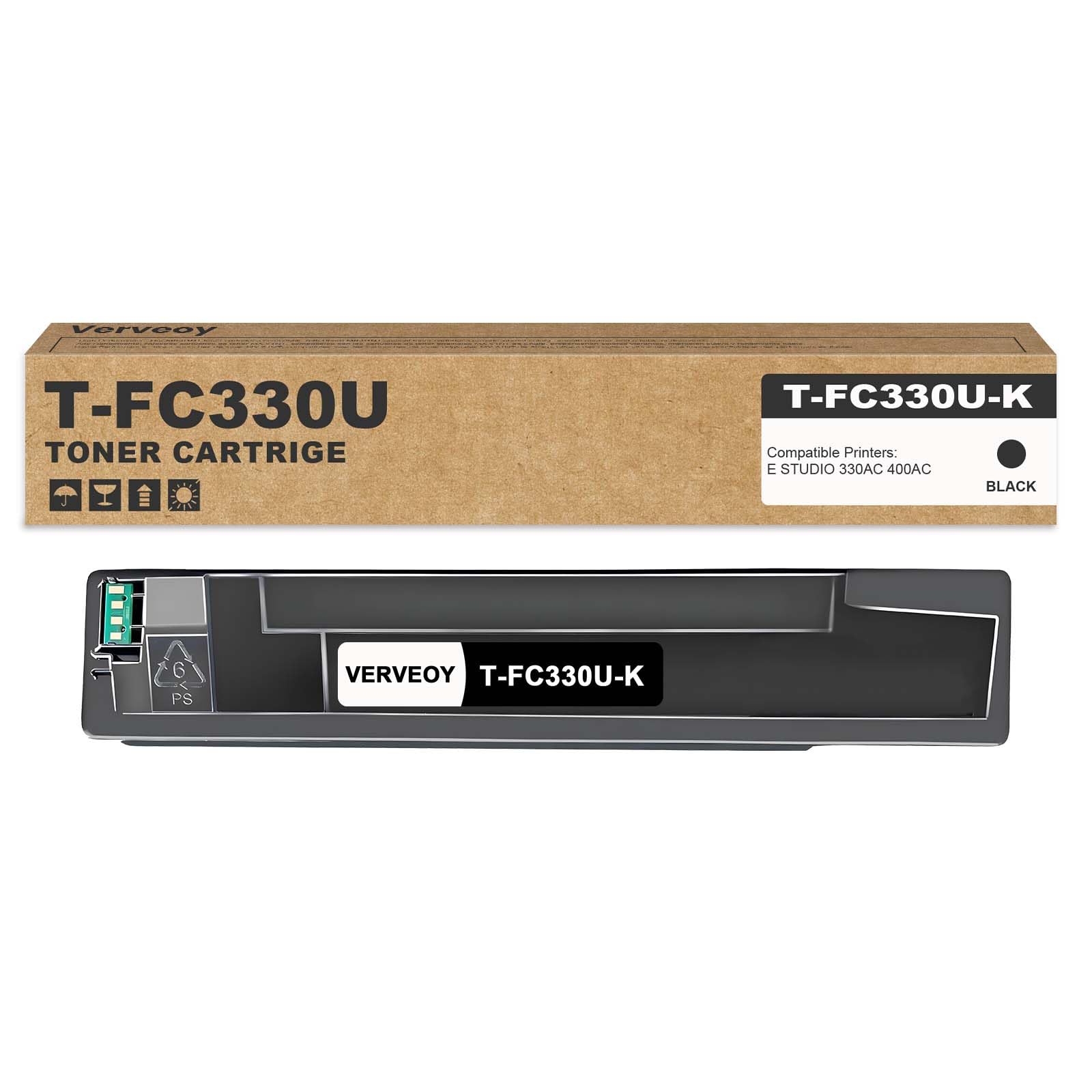 Verveoy TFC330 T-FC330U T-FC330U-K Black High Yield Toner Cartridge Compatible with Toshiba T-FC330U T-FC330UK Black Toner Cartridge for E Studio