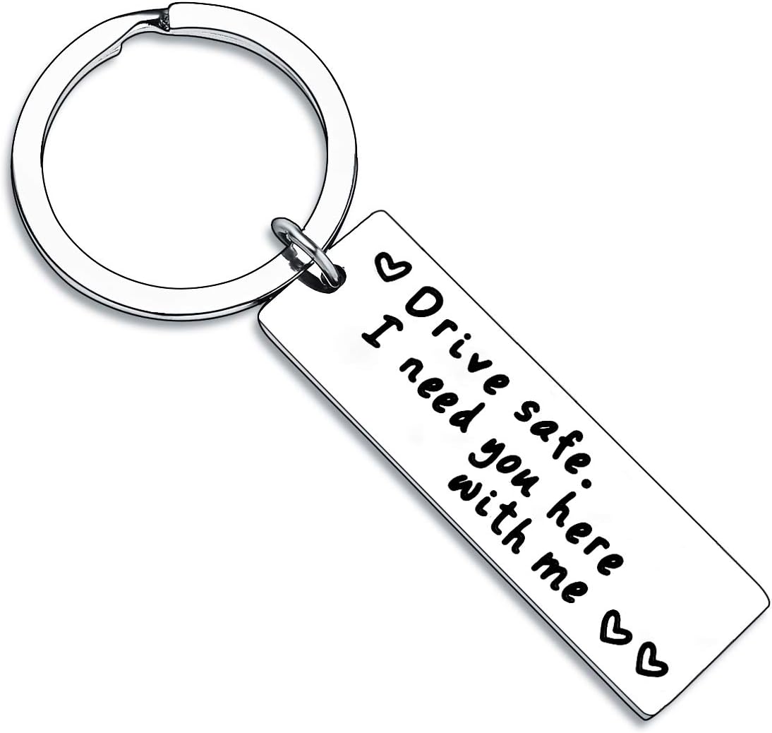 BESPMOSPHusband Gifts Drive Safe Key Ring I Need You Here with Me Keychain Jewellery for Gifts for Boyfriend