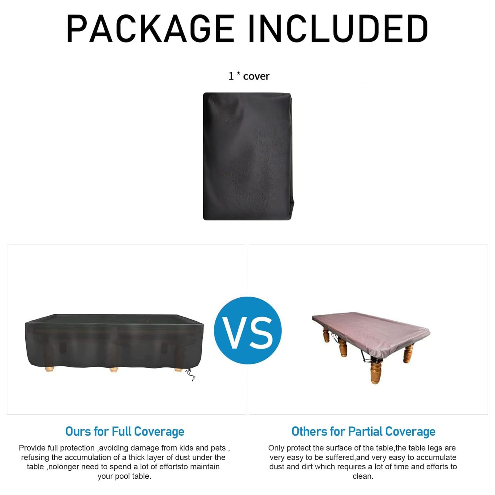 Funda para mesa de billar, 420D, impermeable, con cordón, para patio, billar, billar, juego de mesa de billar, fundas para muebles de jardín, 7 pies (225 x 116 x 82 cm)
