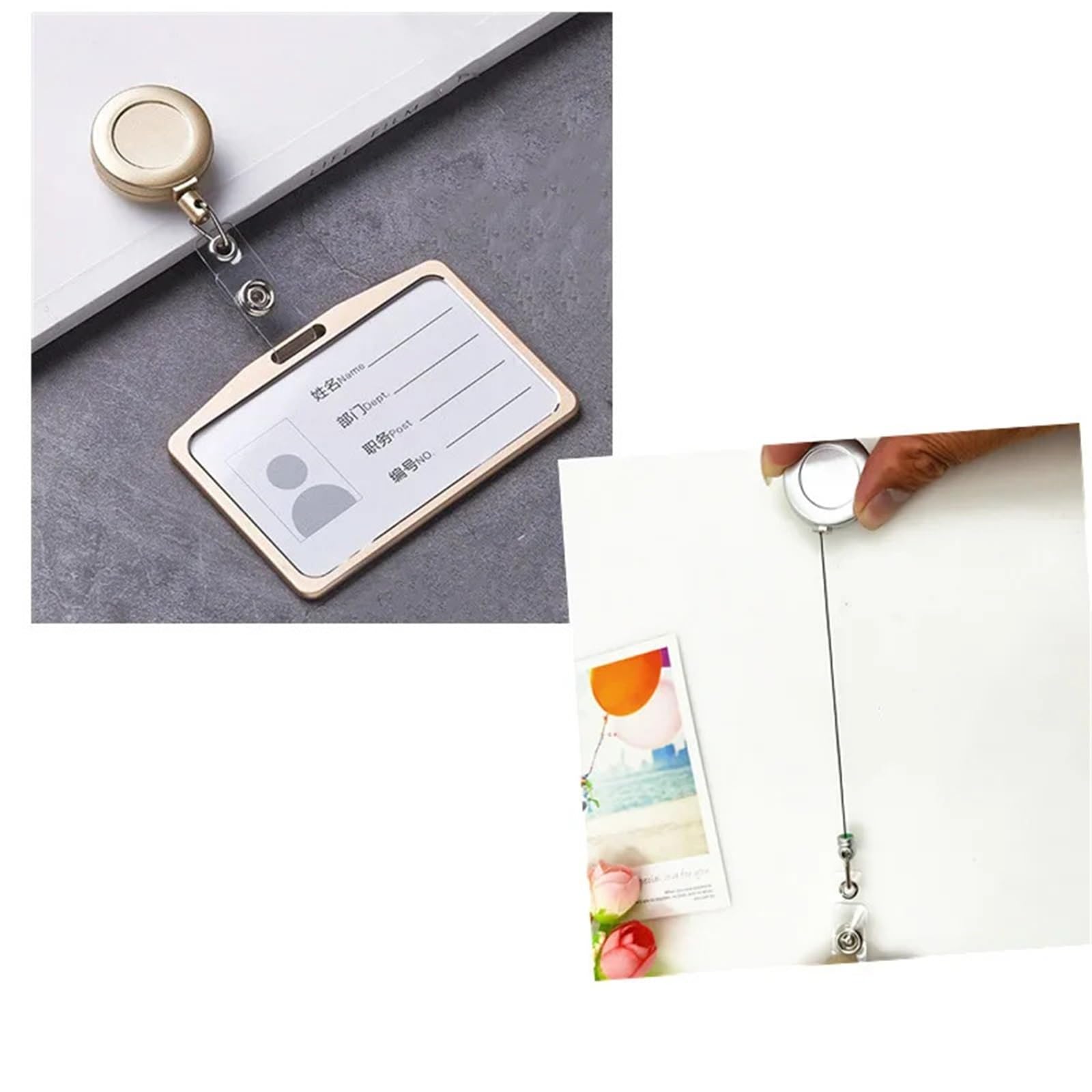 Lot de 15 porte-badges en alliage d'aluminium pour carte de travail, porte-badge, étui de protection pour employés de bureau (rose)