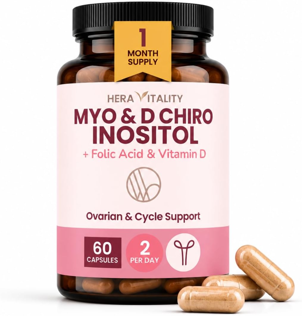 Inositol Capsules for Women | Myo & D-Chiro Inositol Complex with Folic Acid & Vitamin D3 | Hormone Balance, Cycle Support & PCOS | 60 Capsules (1 Month Supply)